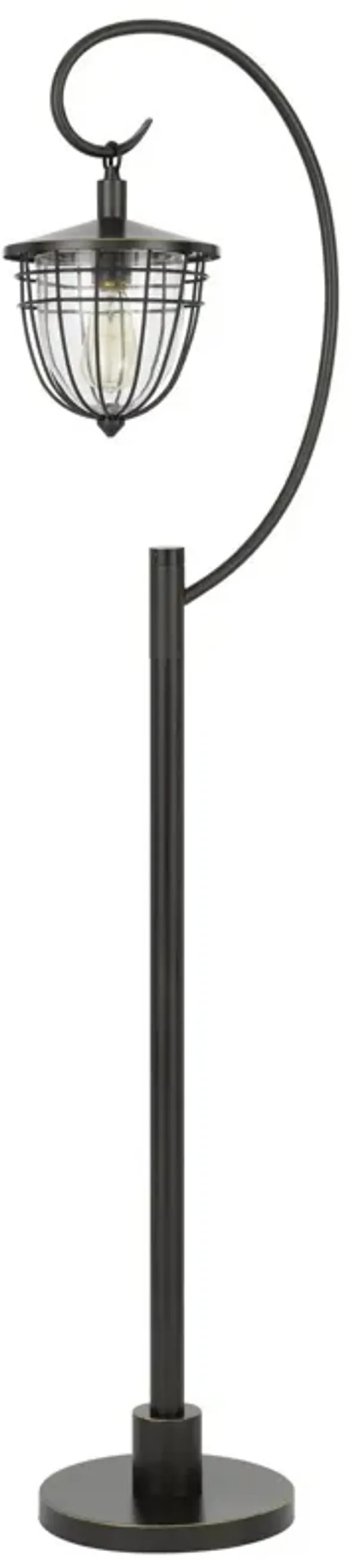 Traditional Shaped Floor Lamp With Bronze Transparent Glass Dome Shade - Bronze