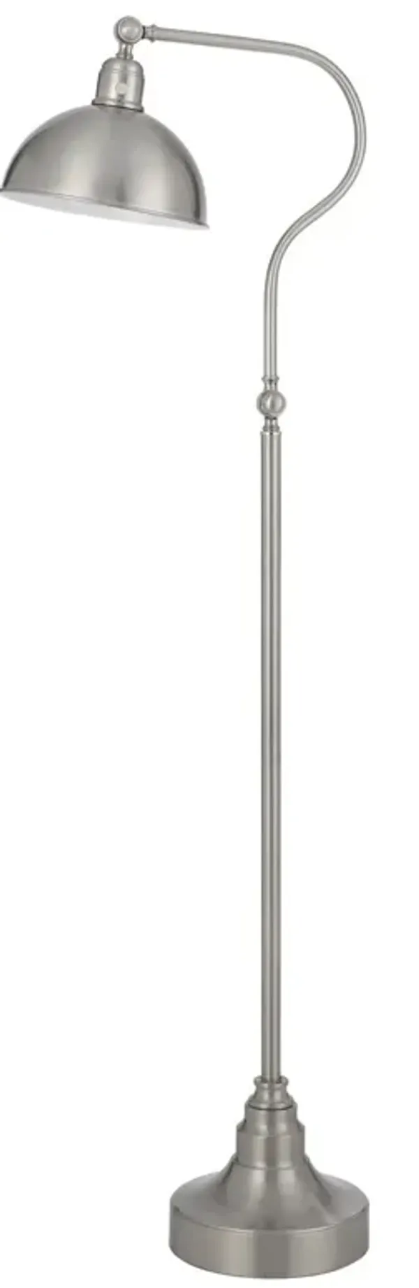 Traditional Shaped Floor Lamp With Nickel Dome Shade - Nickel
