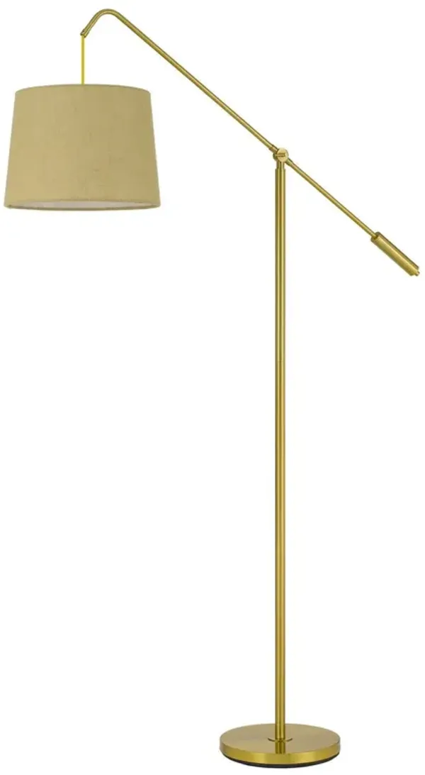 Adjustable Traditional Shaped Floor Lamp With Antiqued Brass Drum Shade - Brass