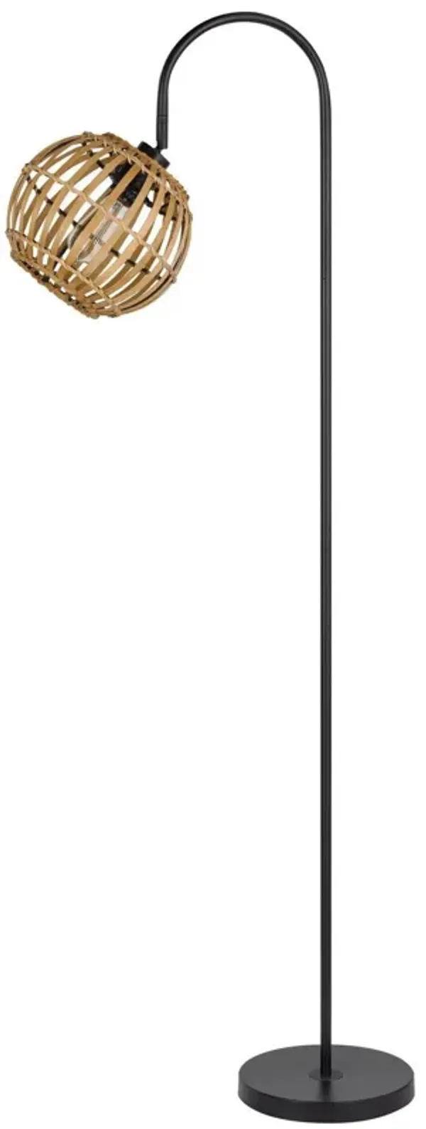 Traditional Shaped Floor Lamp With Brown Globe Shade - Black