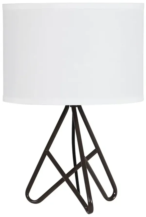 Tripod Table Lamp With White Drum Shade - Brown