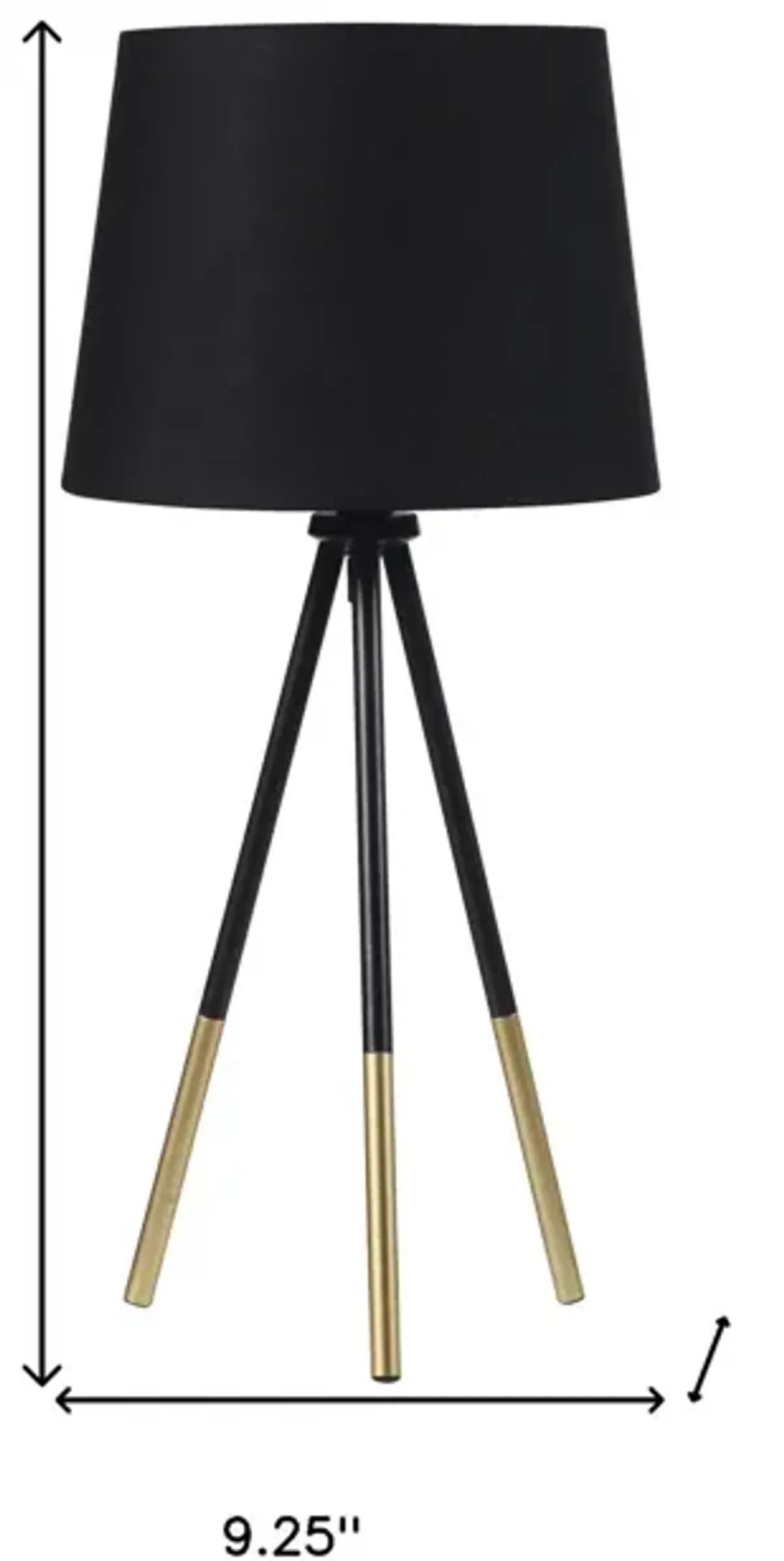 Tripod Table Lamp With Black Empire Shade - Gold