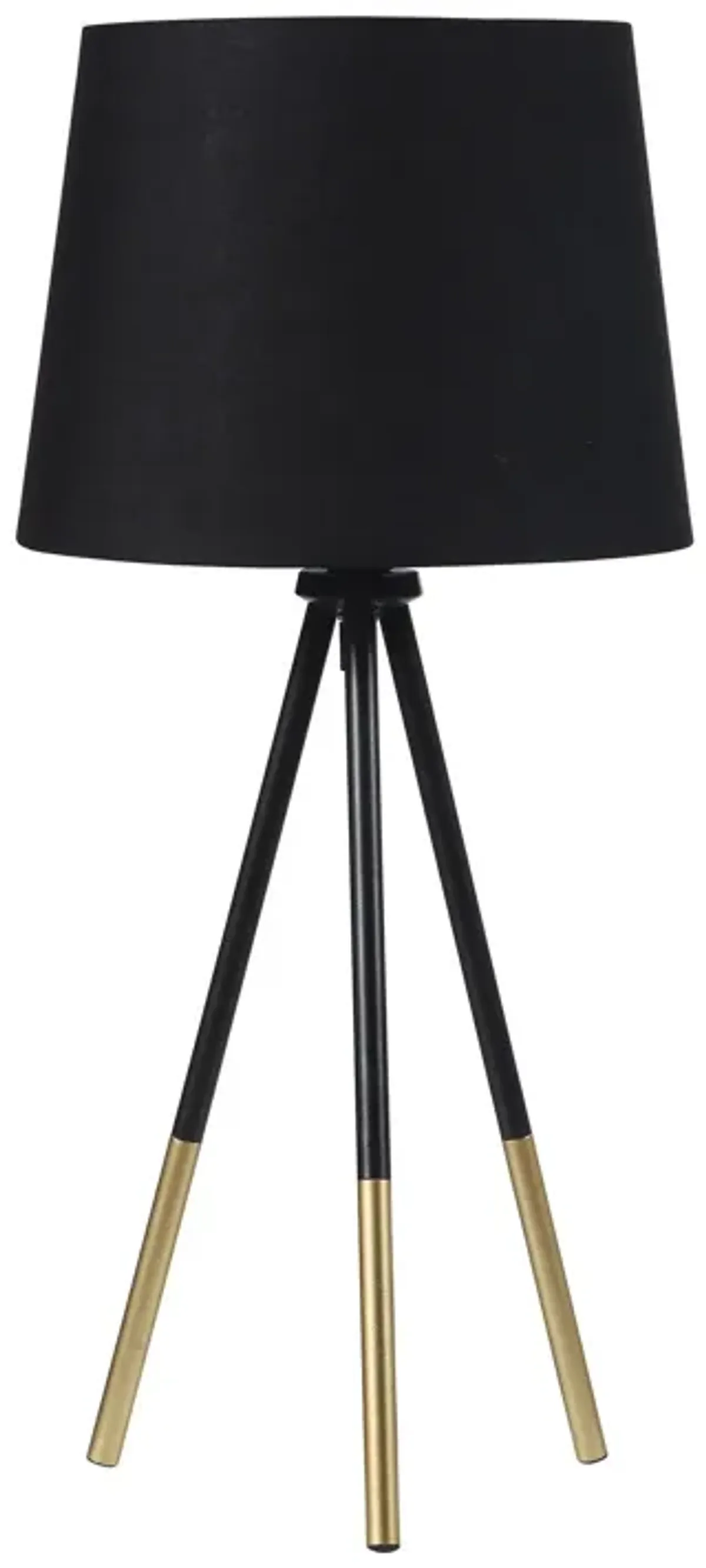 Tripod Table Lamp With Black Empire Shade - Gold