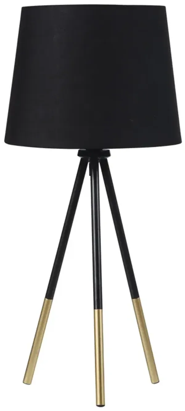 Tripod Table Lamp With Black Empire Shade - Gold