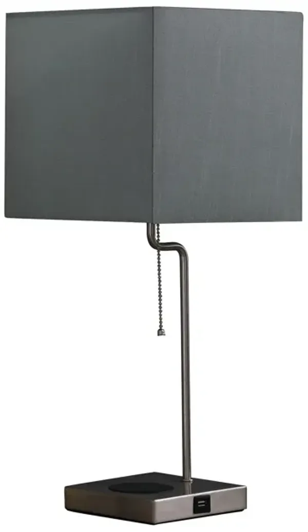 Bedside Table Lamp With Gray Square Shade - Gray