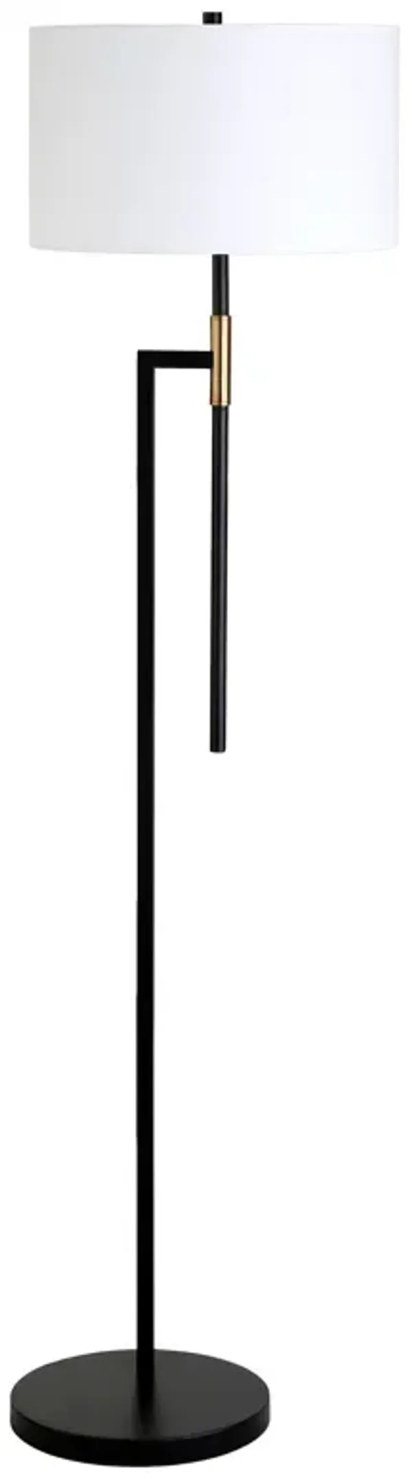 63" Traditional Shaped Floor Lamp With White Frosted Glass Drum Shade - Black