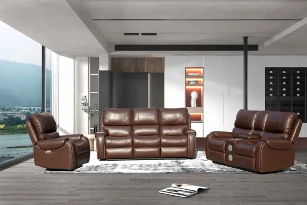3 Piece Living Room Set: Power Reclining Sofa, Power Reclining Chair, Stationary Loveseat