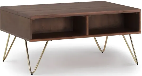 Hunter - Small Lift Top Coffee Table - Umber Brown / Gold