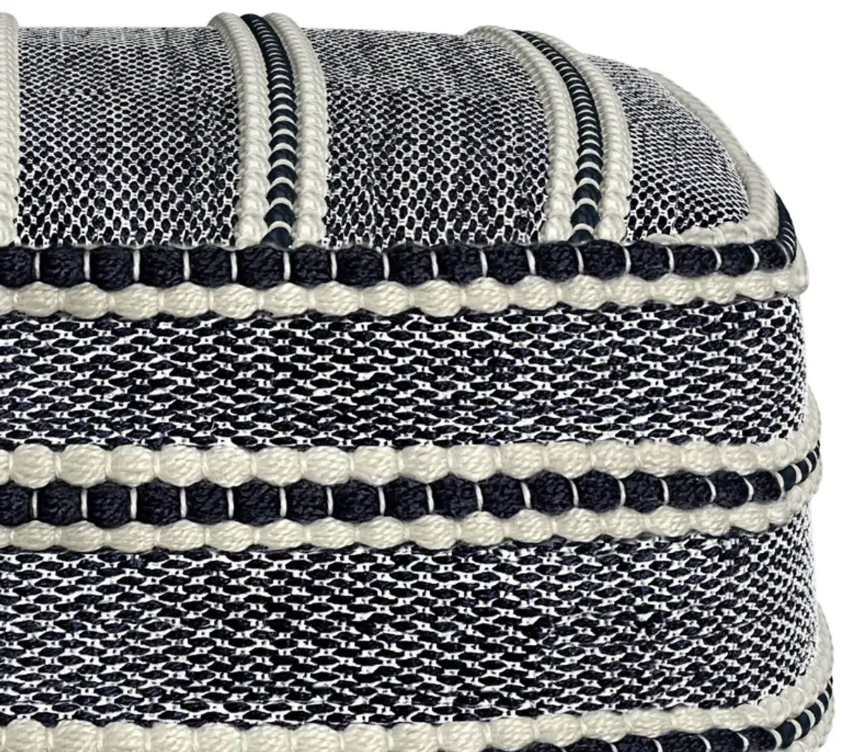 Corrie - Square Woven Outdoor / Indoor Pouf - Navy / White