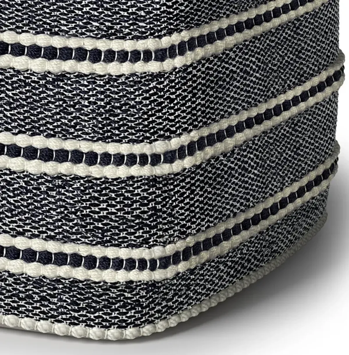 Corrie - Square Woven Outdoor / Indoor Pouf - Navy / White