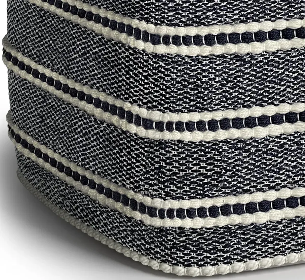 Corrie - Square Woven Outdoor / Indoor Pouf - Navy / White