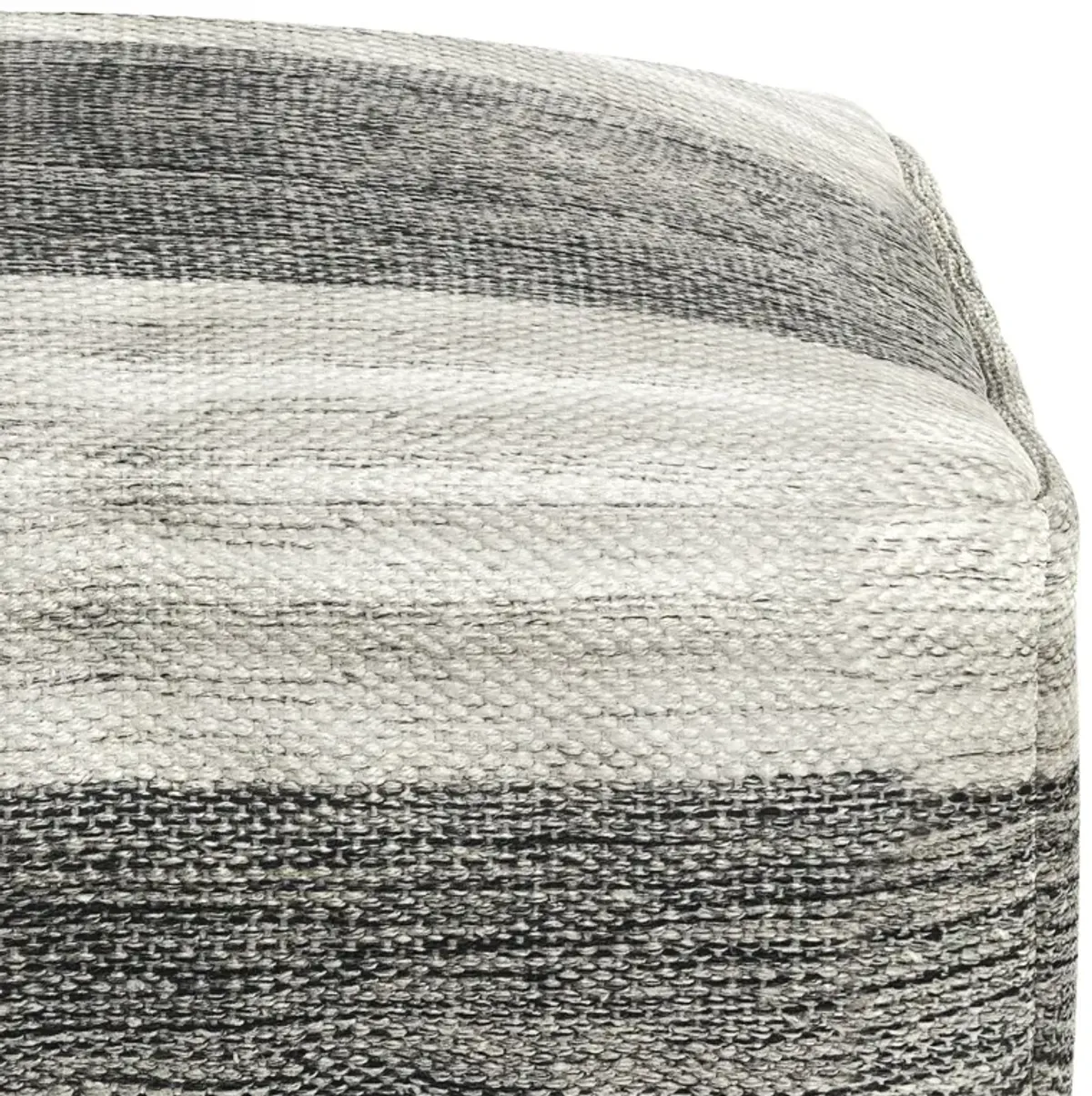 Mathis - Square Woven Outdoor / Indoor Pouf - Gray / White