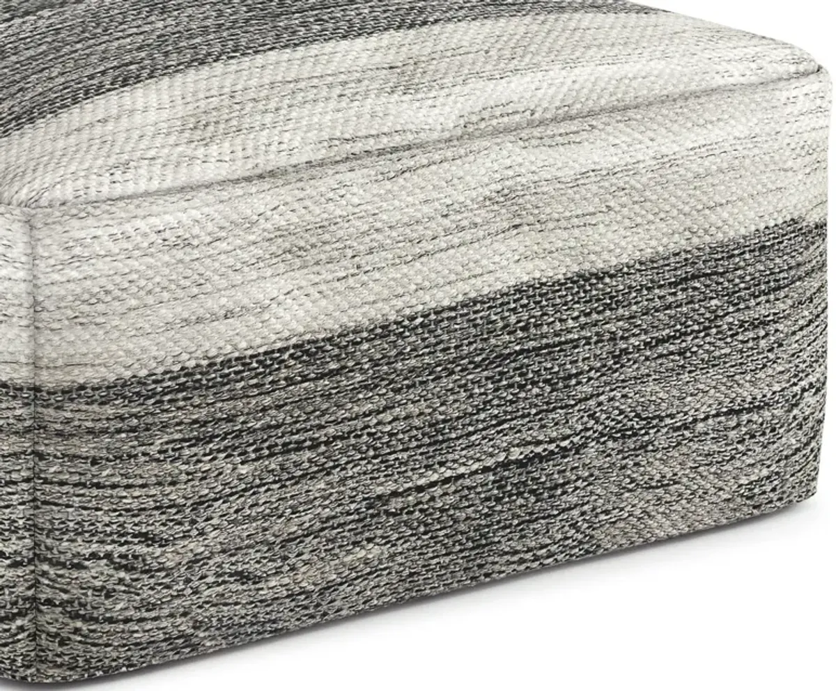 Mathis - Square Woven Outdoor / Indoor Pouf - Gray / White