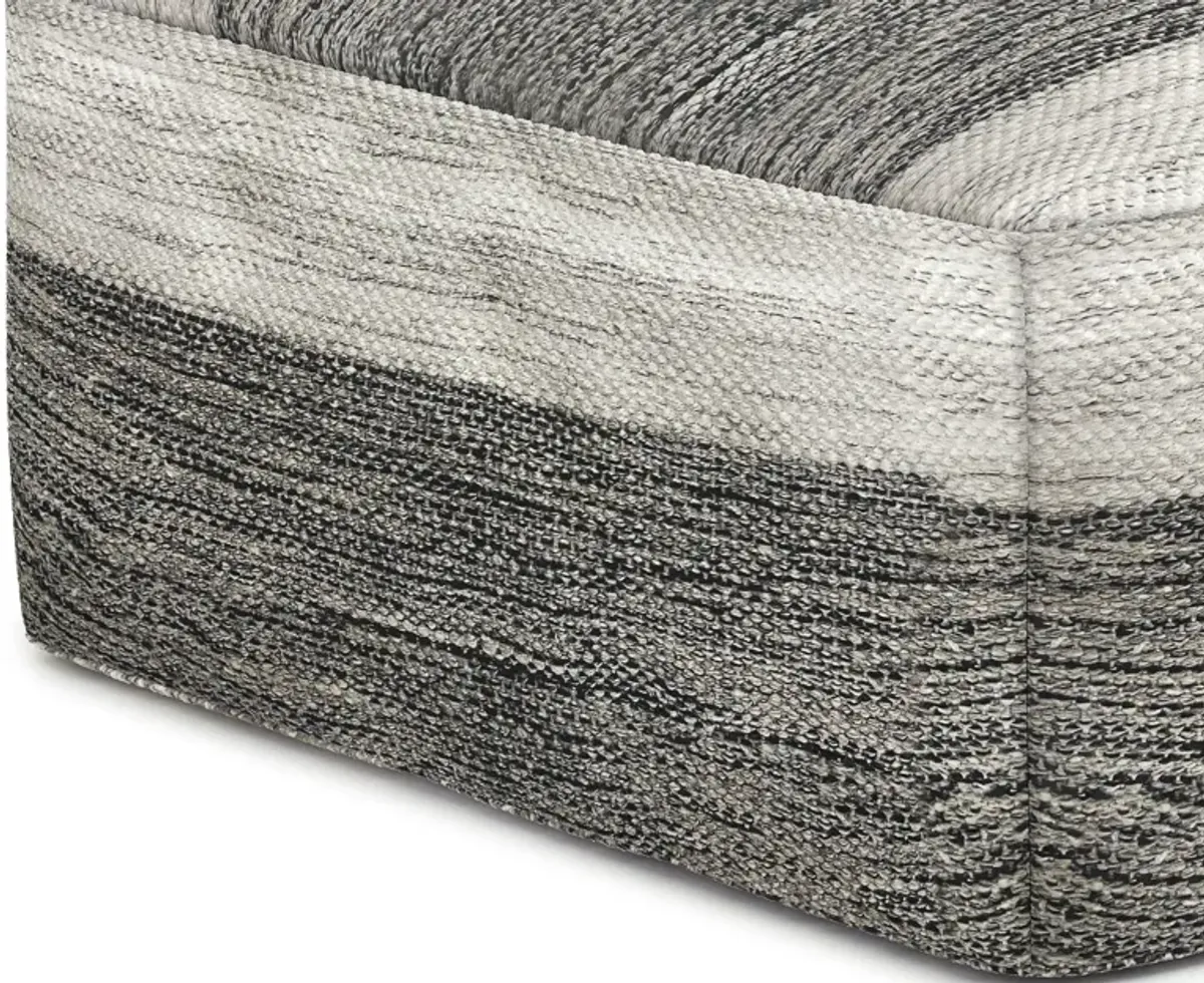 Mathis - Square Woven Outdoor / Indoor Pouf - Gray / White