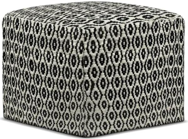 Kiana - Square Woven Outdoor / Indoor Pouf - Black / White