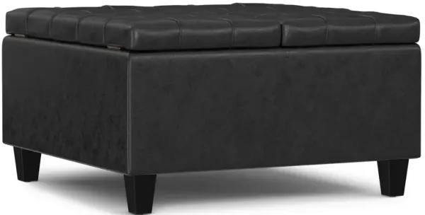 Harrison - Small Square Coffee Table Storage Ottoman - Distressed Black
