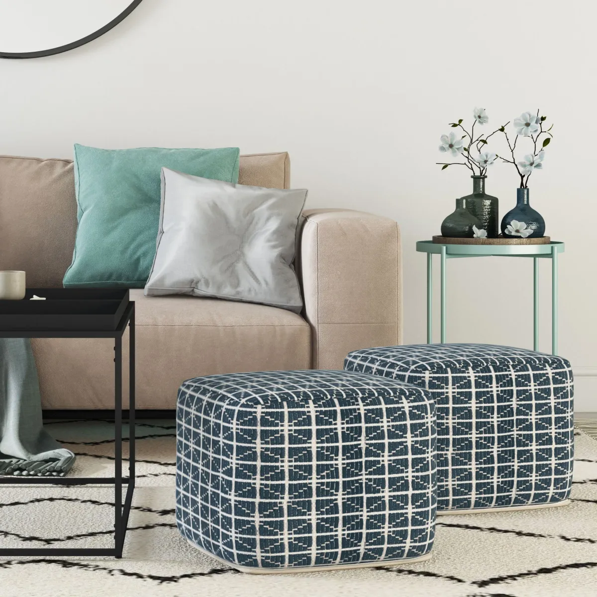 Noreen - Upholstered Square Pouf