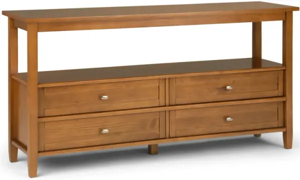 Warm Shaker - Wide Console Sofa Table - Light Golden Brown