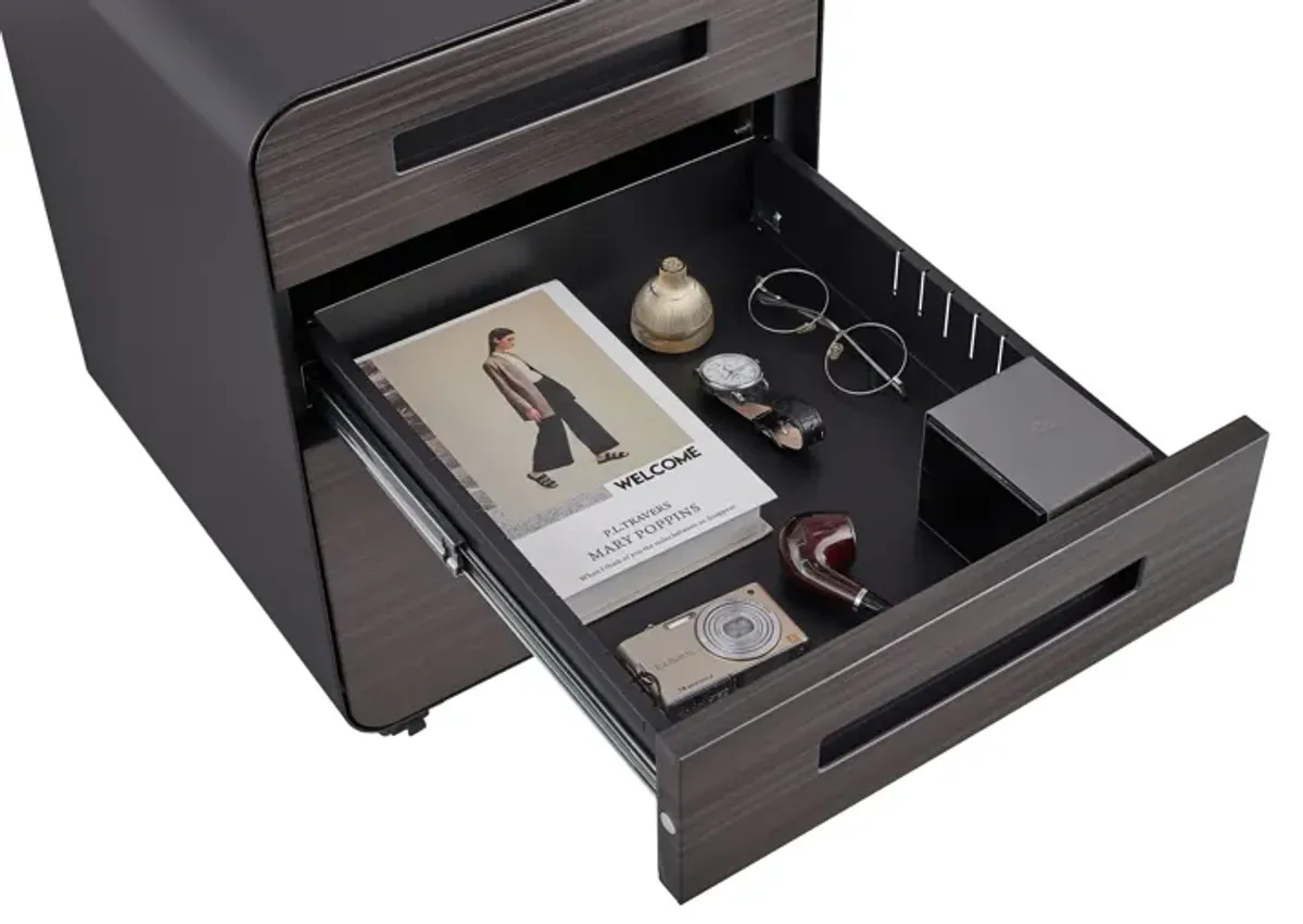 3 Drawer Mobile File Cabinet Under Desk Office, Simple Style Versatile Storage Cabinet For Legal / Letter / A4 Files, 5 Wheel Design Anti-Tilting Cold Rolled Steel Waterproof Moisture-Proof