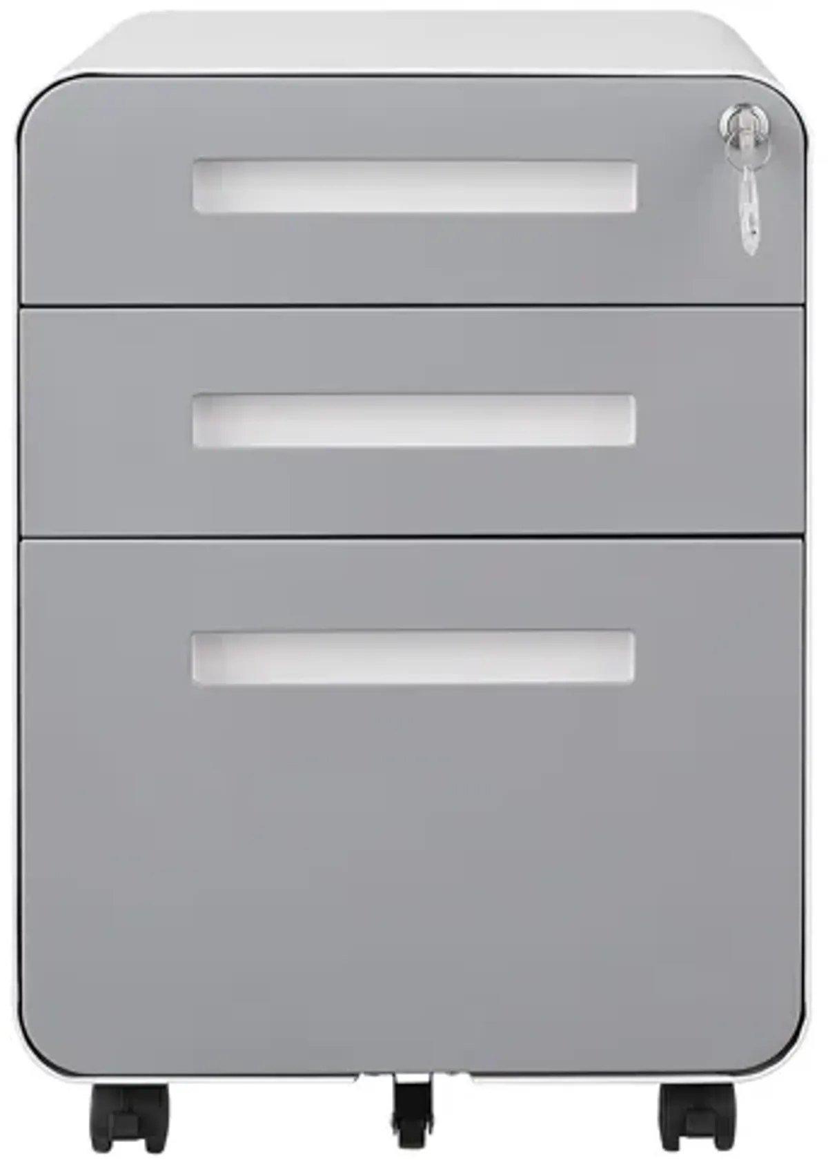 3 Drawer Mobile File Cabinet Under Desk Office, Simple Style Versatile Storage Cabinet For Legal / Letter / A4 Files, 5 Wheel Design Anti-Tilting Cold Rolled Steel Waterproof Moisture-Proof