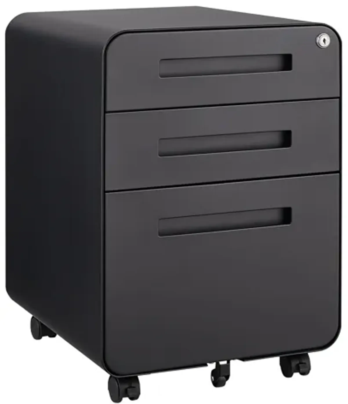 3 Drawer Mobile File Cabinet Under Desk Office, Simple Style Versatile Storage Cabinet For Legal / Letter / A4 Files, 5 Wheel Design Anti-Tilting Cold Rolled Steel Waterproof Moisture-Proof