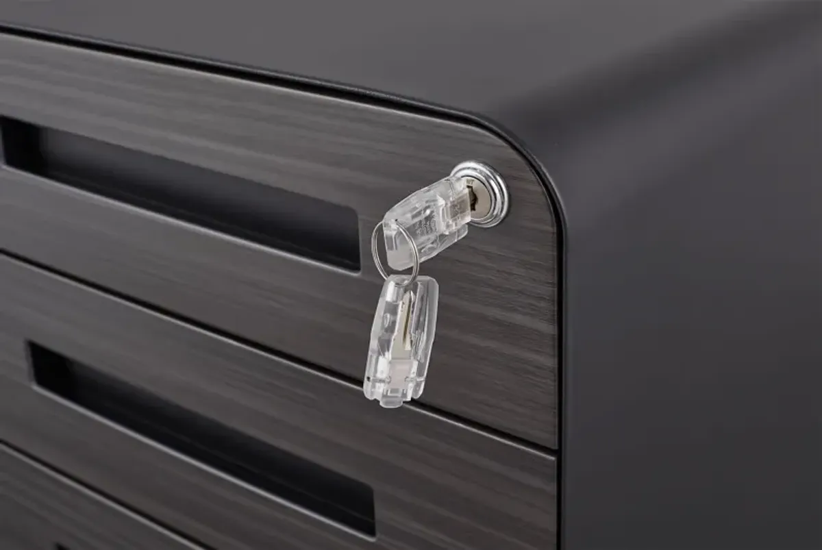 3 Drawer Mobile File Cabinet Under Desk Office, Simple Style Versatile Storage Cabinet For Legal / Letter / A4 Files, 5 Wheel Design Anti-Tilting Cold Rolled Steel Waterproof Moisture-Proof