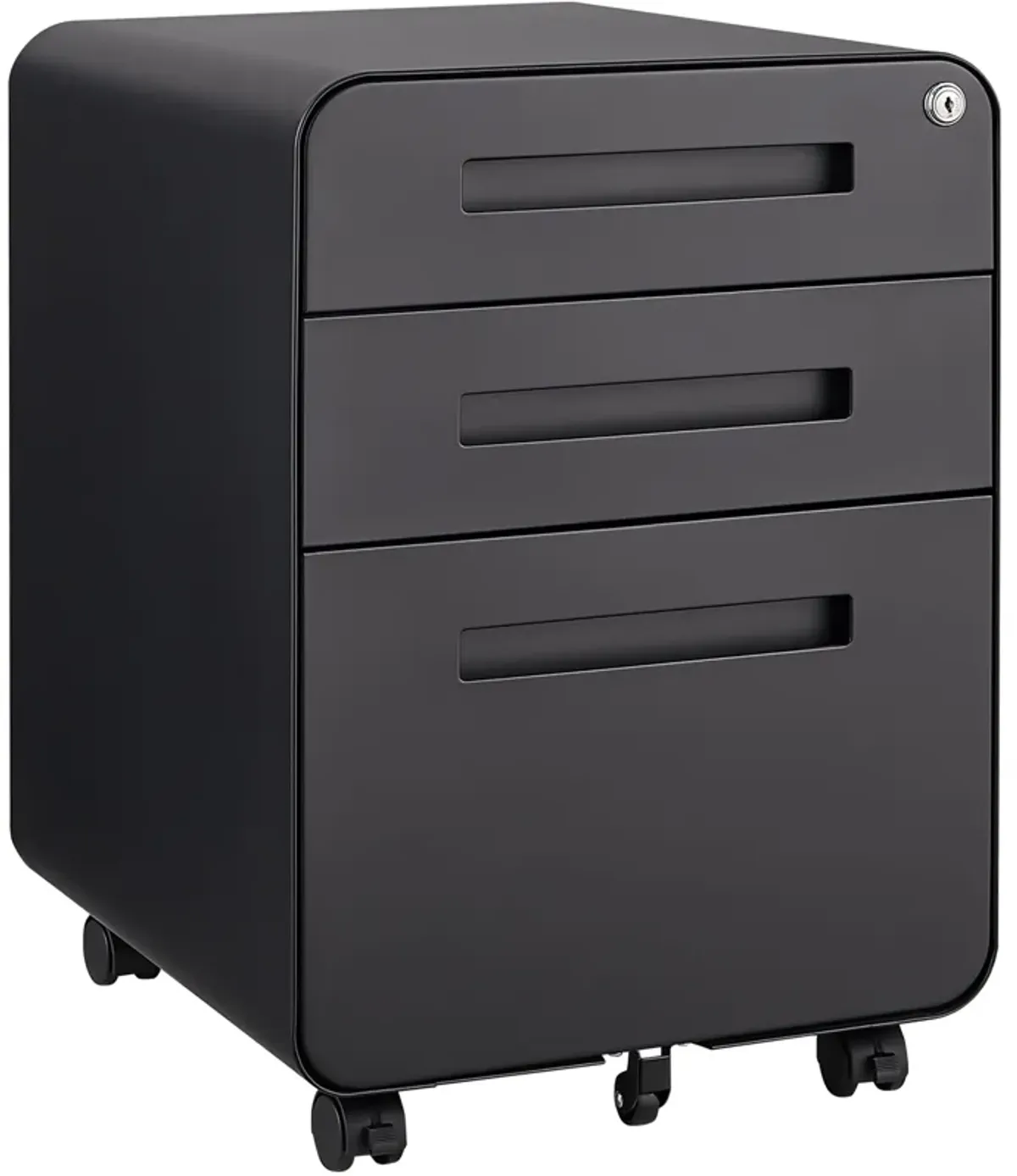 3 Drawer Mobile File Cabinet Under Desk Office, Simple Style Versatile Storage Cabinet For Legal / Letter / A4 Files, 5 Wheel Design Anti-Tilting Cold Rolled Steel Waterproof Moisture-Proof