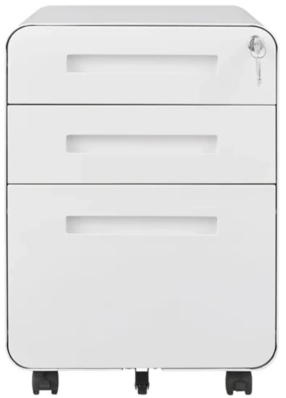 3 Drawer Mobile File Cabinet Under Desk Office, Simple Style Versatile Storage Cabinet For Legal / Letter / A4 Files, 5 Wheel Design Anti-Tilting Cold Rolled Steel Waterproof Moisture-Proof