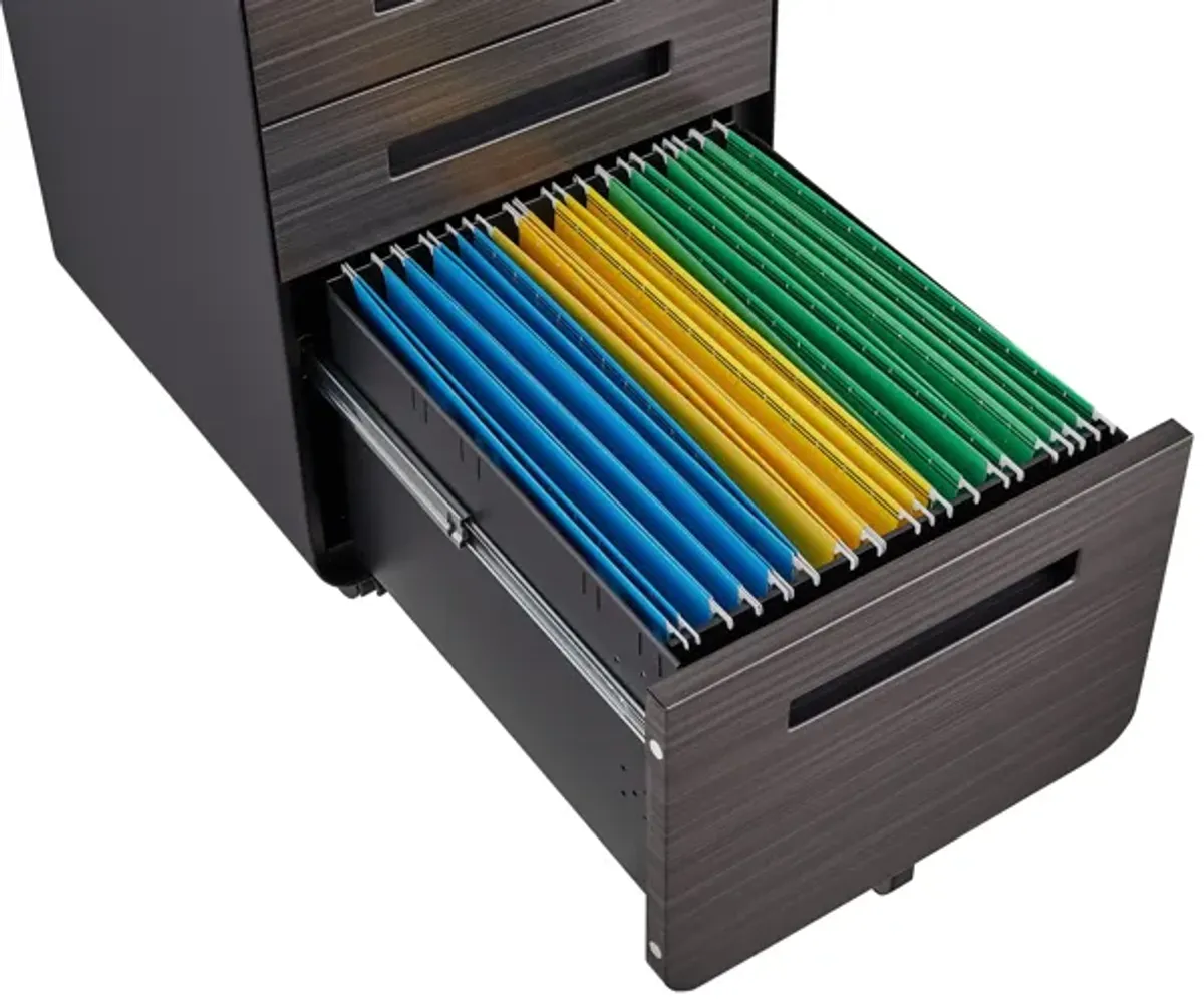 3 Drawer Mobile File Cabinet Under Desk Office, Simple Style Versatile Storage Cabinet For Legal / Letter / A4 Files, 5 Wheel Design Anti-Tilting Cold Rolled Steel Waterproof Moisture-Proof