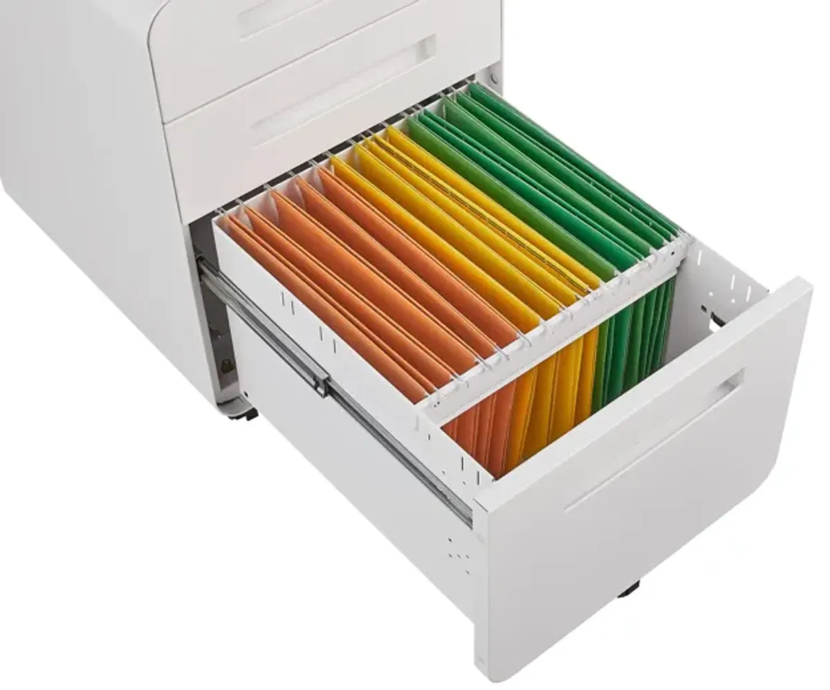 3 Drawer Mobile File Cabinet Under Desk Office, Simple Style Versatile Storage Cabinet For Legal / Letter / A4 Files, 5 Wheel Design Anti-Tilting Cold Rolled Steel Waterproof Moisture-Proof