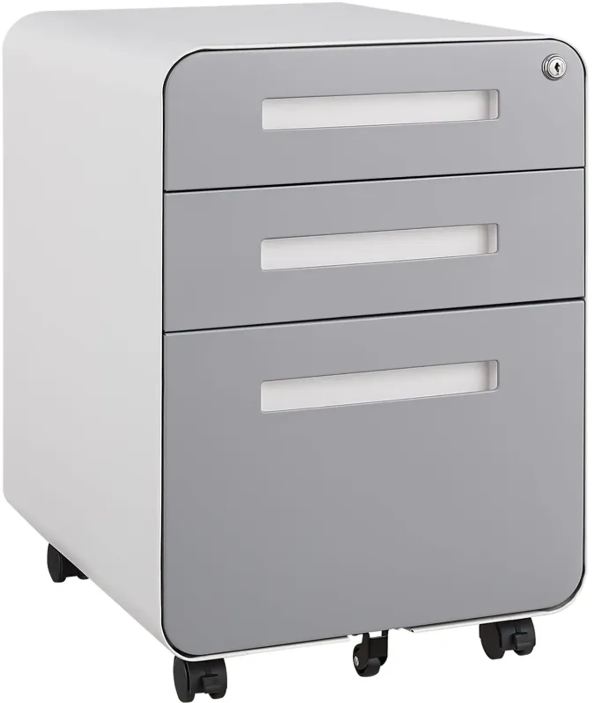 3 Drawer Mobile File Cabinet Under Desk Office, Simple Style Versatile Storage Cabinet For Legal / Letter / A4 Files, 5 Wheel Design Anti-Tilting Cold Rolled Steel Waterproof Moisture-Proof