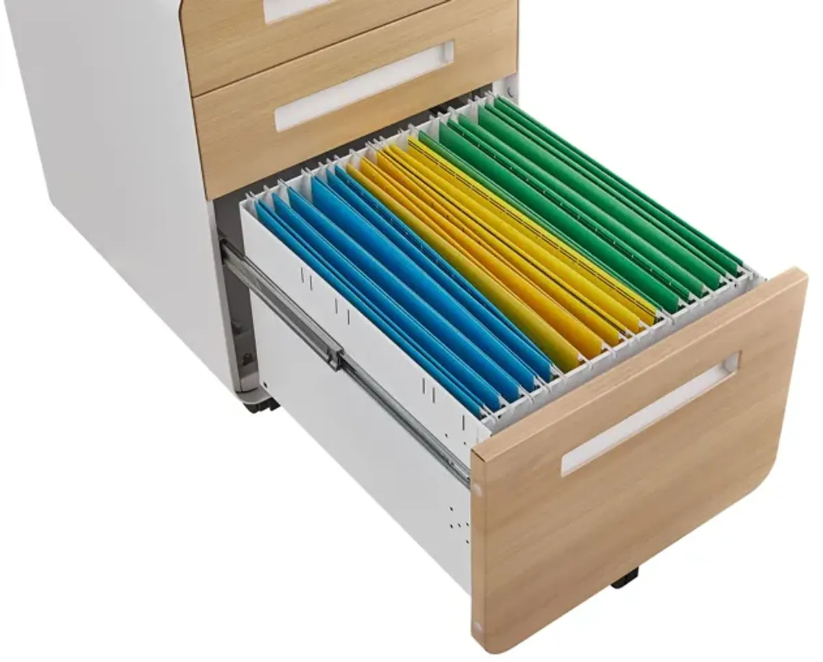 3 Drawer Mobile File Cabinet Under Desk Office, Simple Style Versatile Storage Cabinet For Legal / Letter / A4 Files, 5 Wheel Design Anti-Tilting Cold Rolled Steel Waterproof Moisture-Proof