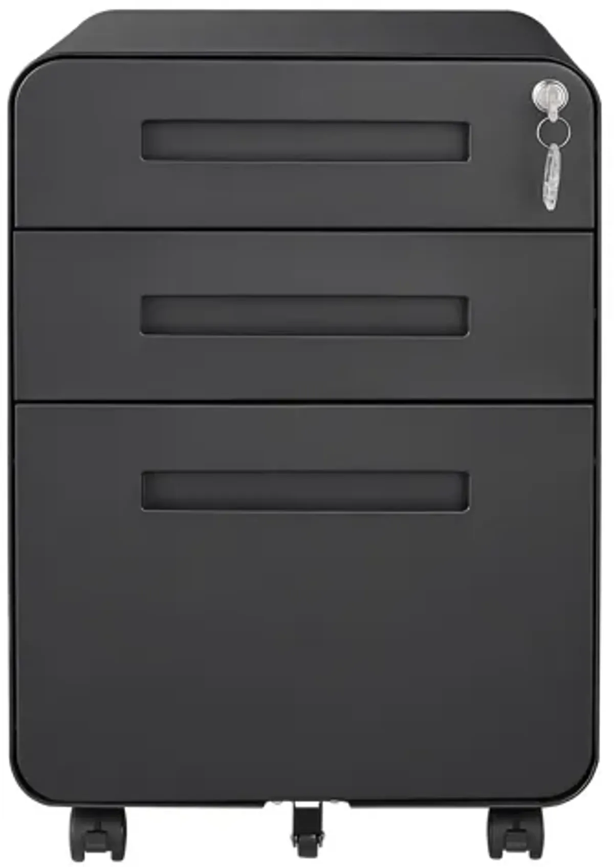 3 Drawer Mobile File Cabinet Under Desk Office, Simple Style Versatile Storage Cabinet For Legal / Letter / A4 Files, 5 Wheel Design Anti-Tilting Cold Rolled Steel Waterproof Moisture-Proof