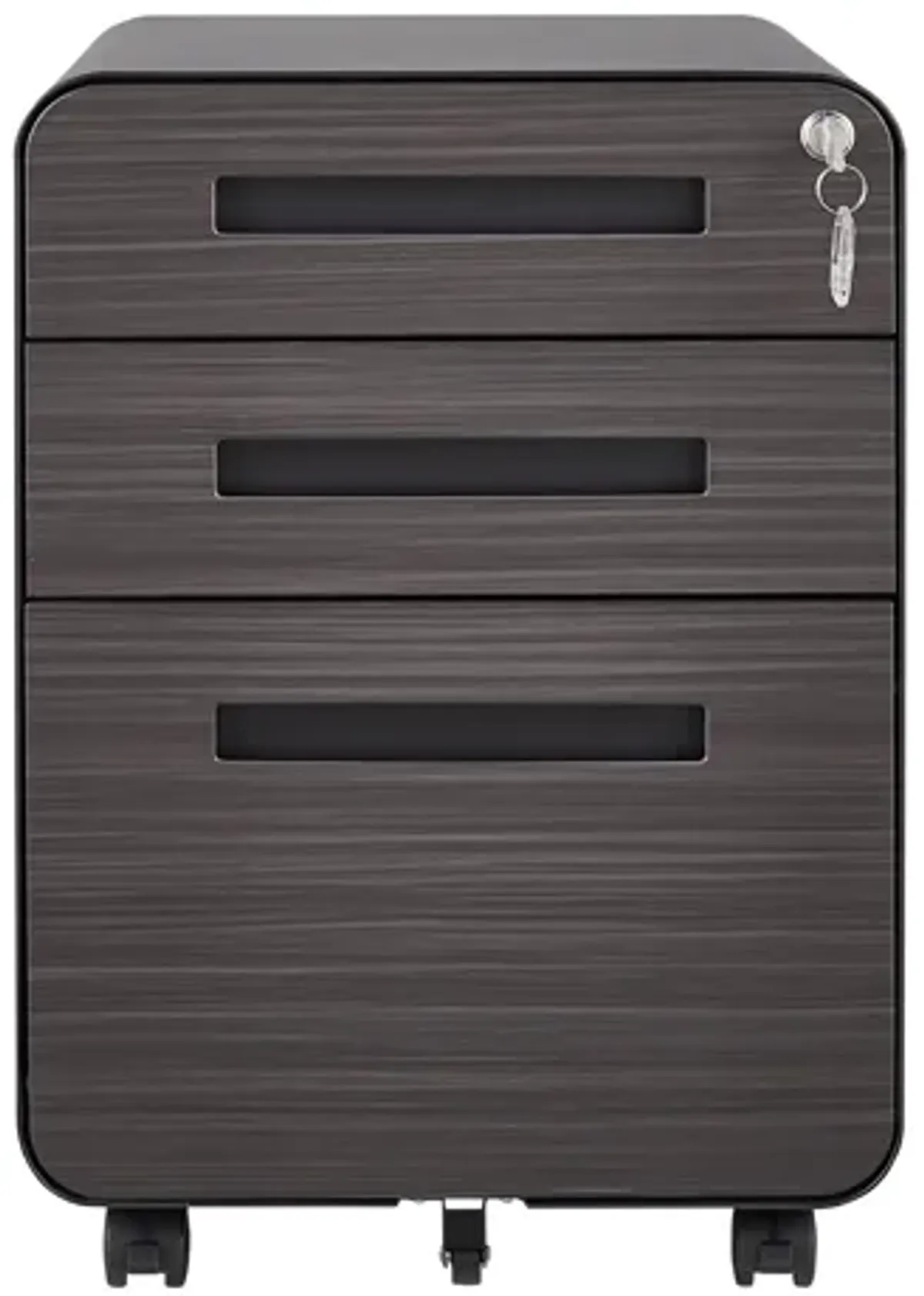 3 Drawer Mobile File Cabinet Under Desk Office, Simple Style Versatile Storage Cabinet For Legal / Letter / A4 Files, 5 Wheel Design Anti-Tilting Cold Rolled Steel Waterproof Moisture-Proof