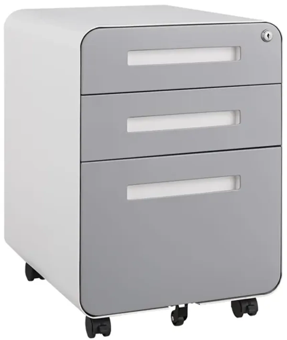 3 Drawer Mobile File Cabinet Under Desk Office, Simple Style Versatile Storage Cabinet For Legal / Letter / A4 Files, 5 Wheel Design Anti-Tilting Cold Rolled Steel Waterproof Moisture-Proof