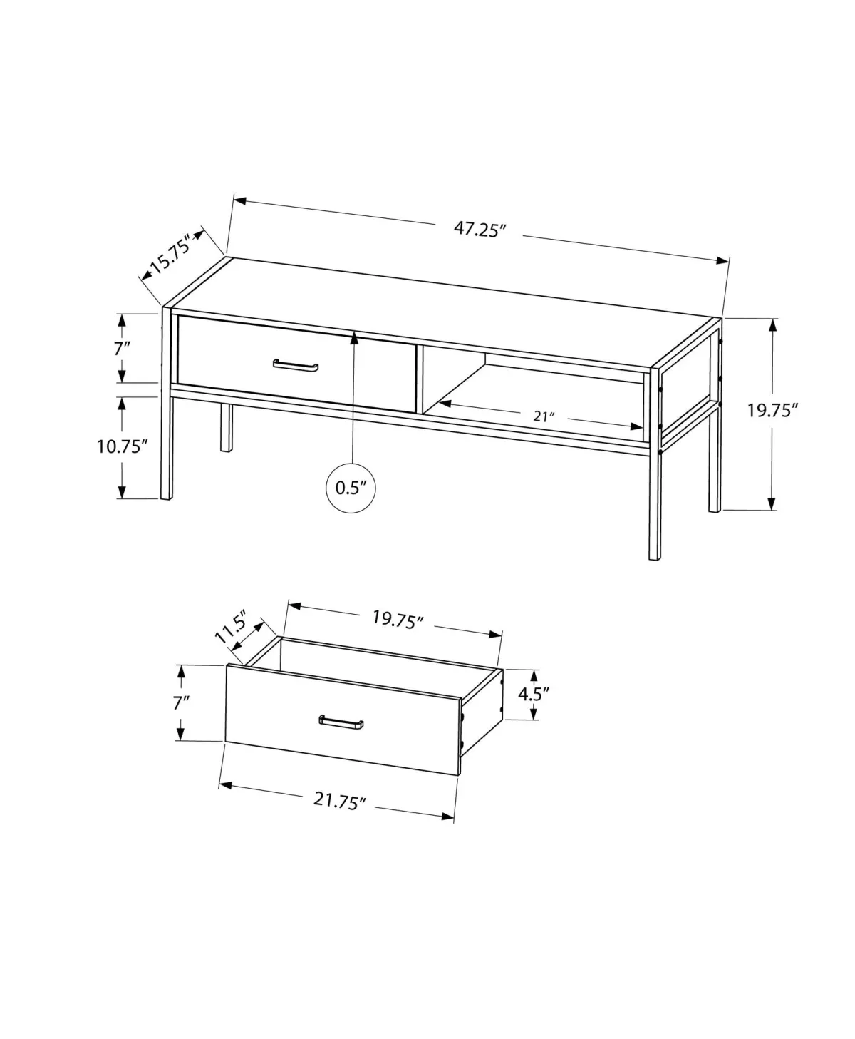 TV Stand, Console, Media Entertainment Center, Storage Drawer