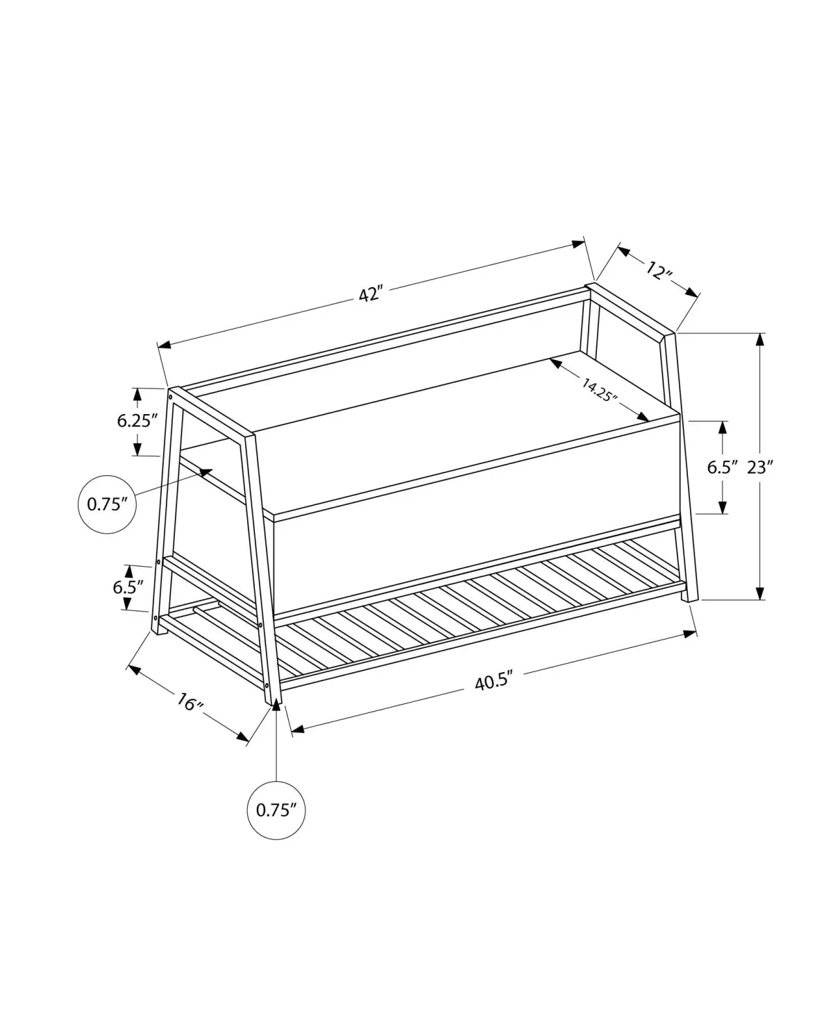 Bench Storage, Rectangular, Contemporary & Modern