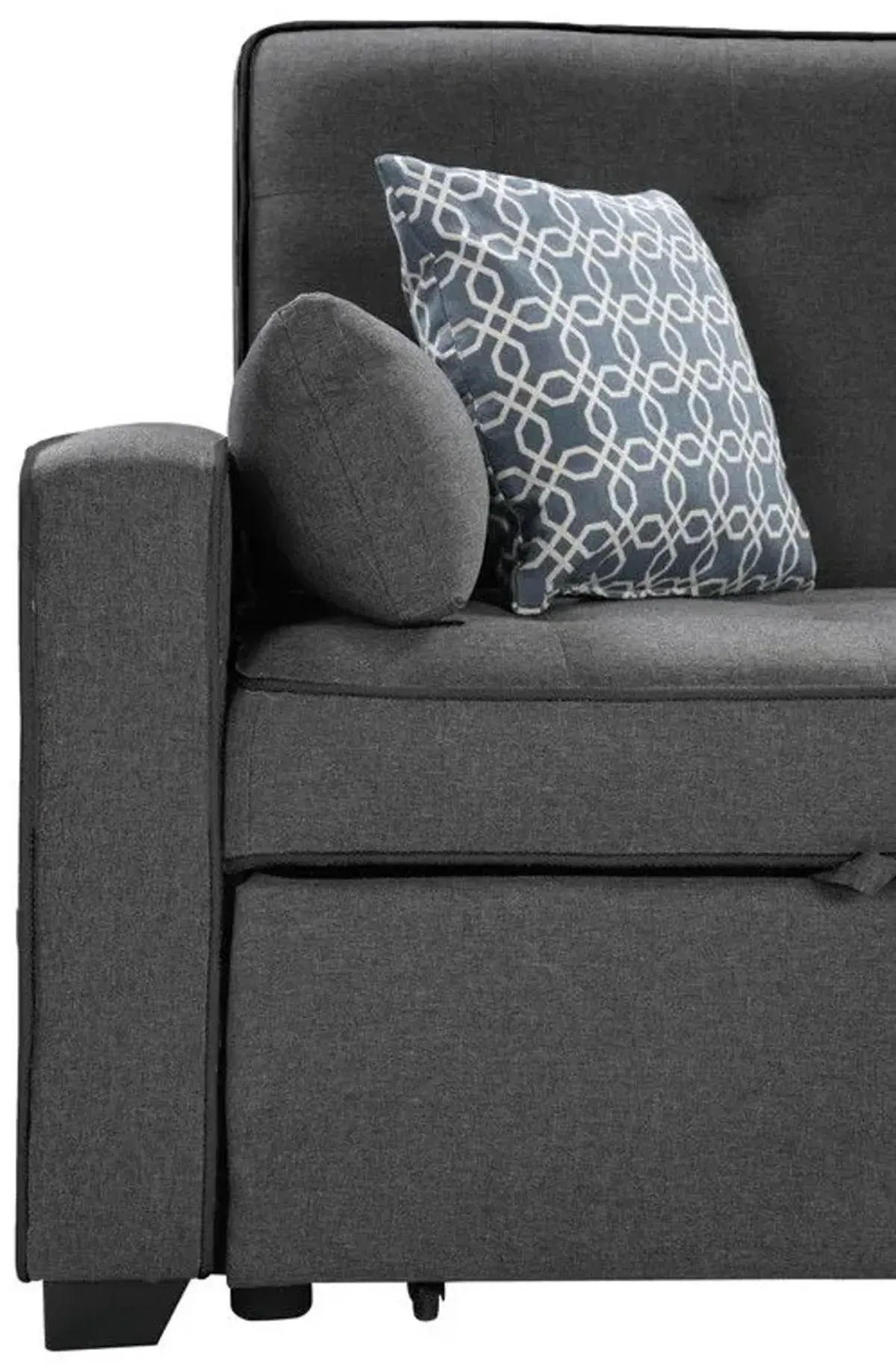 William - Modern Fabric Sleeper Sofa With 2 USB Charging Ports And 4 Accent Pillows - Gray