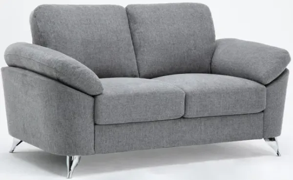 Villanelle - Loveseat With Chrome Finish Legs - Light Gray