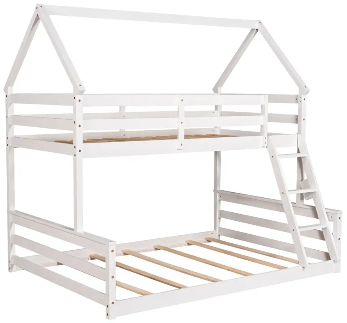 Twin Over Full House Bunk Bed With Built-In Ladder