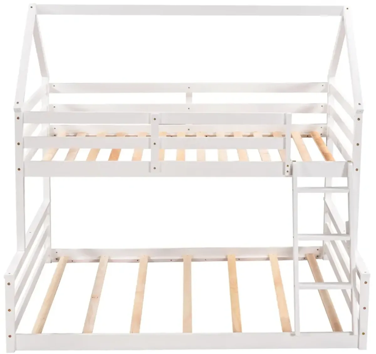 Twin Over Full House Bunk Bed With Built-In Ladder