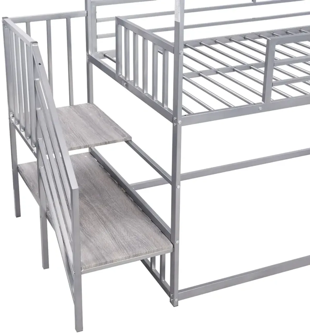 Twin Over Twin Metal Bunk Bed House Bed With Slide And Staircase