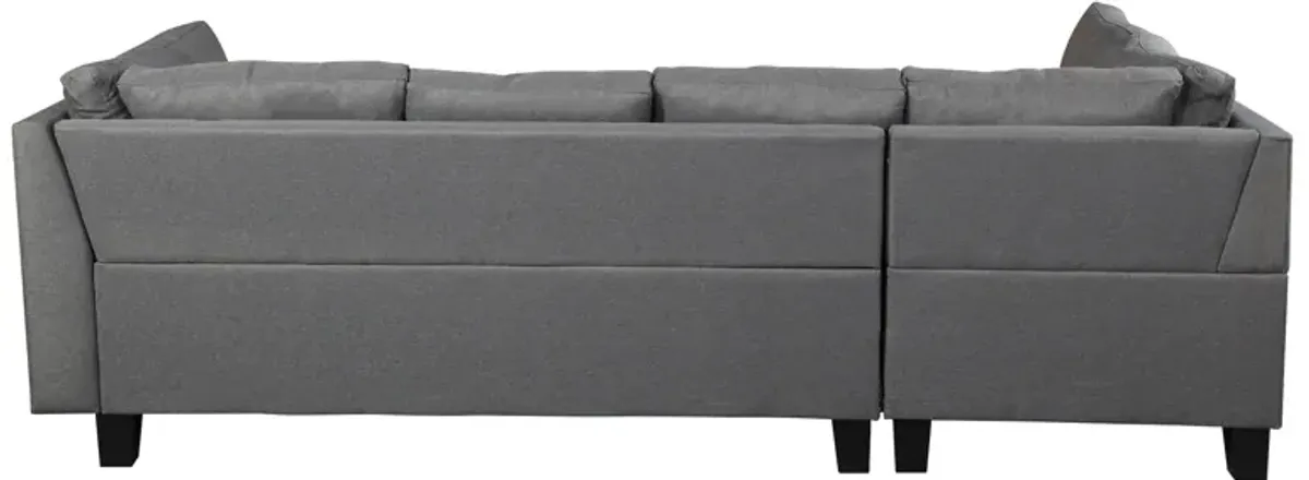 Sectional Sofa Set For Living Room With Right Hand Chaise Lounge And Storage Ottoman - Gray