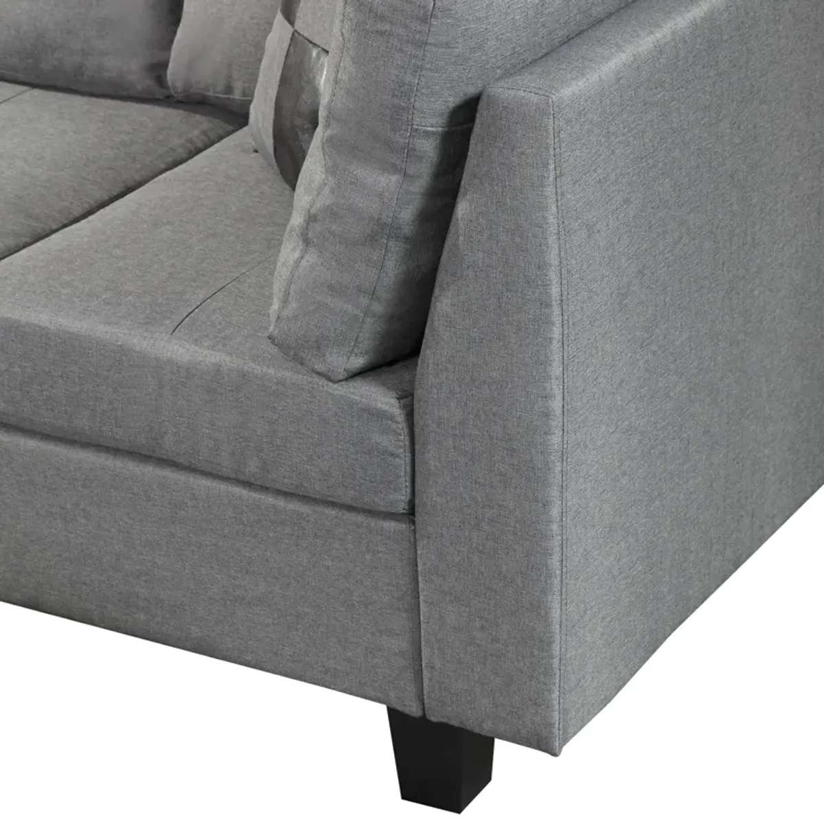 Sectional Sofa Set For Living Room With Right Hand Chaise Lounge And Storage Ottoman - Gray