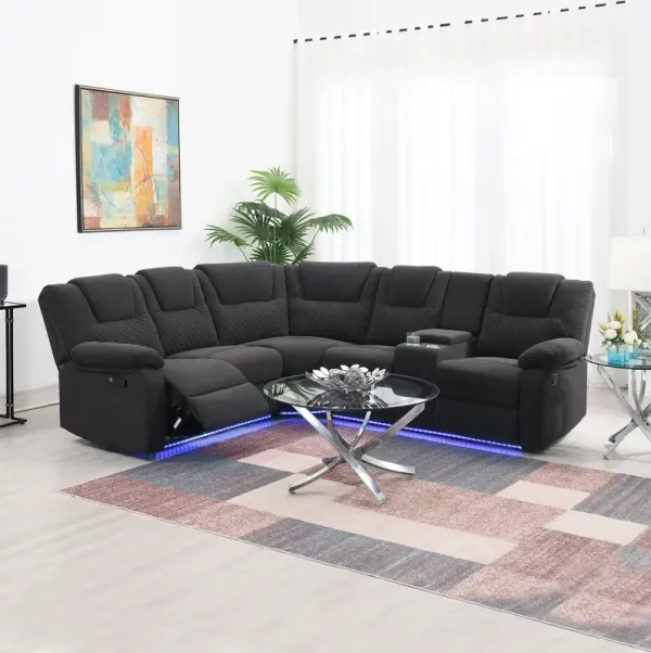 Home Theater Seating Modern Manual Recliner Sofa Chairs With Storage Box And Two Cup Holders For Living Room - Black Gray