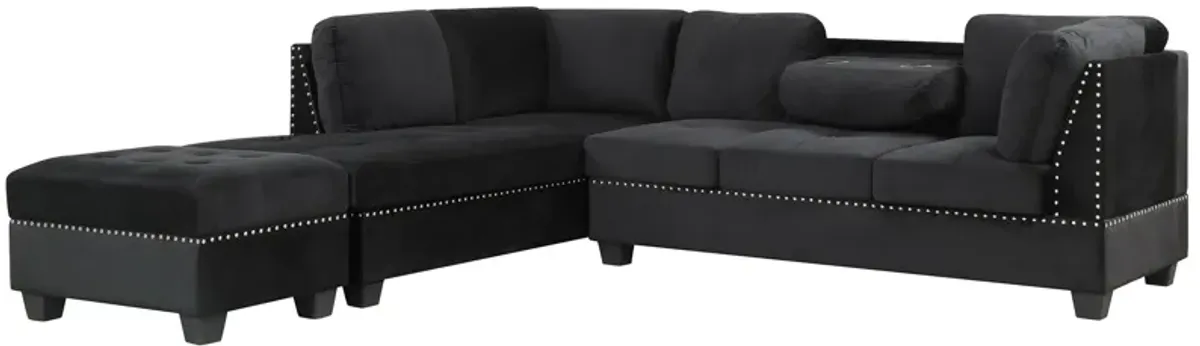 Reversible Sectional Sofa Space Saving With Storage Ottoman Rivet Ornament L-Shape Couch For Small Or Large Space Dorm Apartment