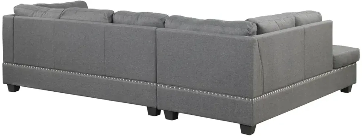 Reversible Sectional Sofa Space Saving With Storage Ottoman Rivet Ornament L-Shape Couch For Small Or Large Space Dorm Apartment