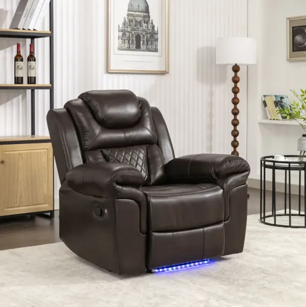 Home Theater Seating Manual Recliner Chair With Led Light Strip For Living Room
