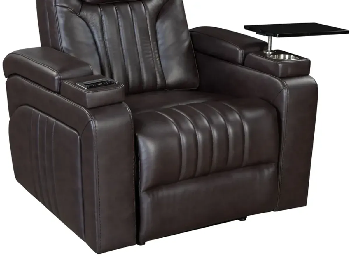 Power Recliner Home Theater Recliner With Power Adjustable Headrest, Wireless Charging Device, USB Port, Storage Arms, Cup Holder And Swivel Tray Table For Living Room