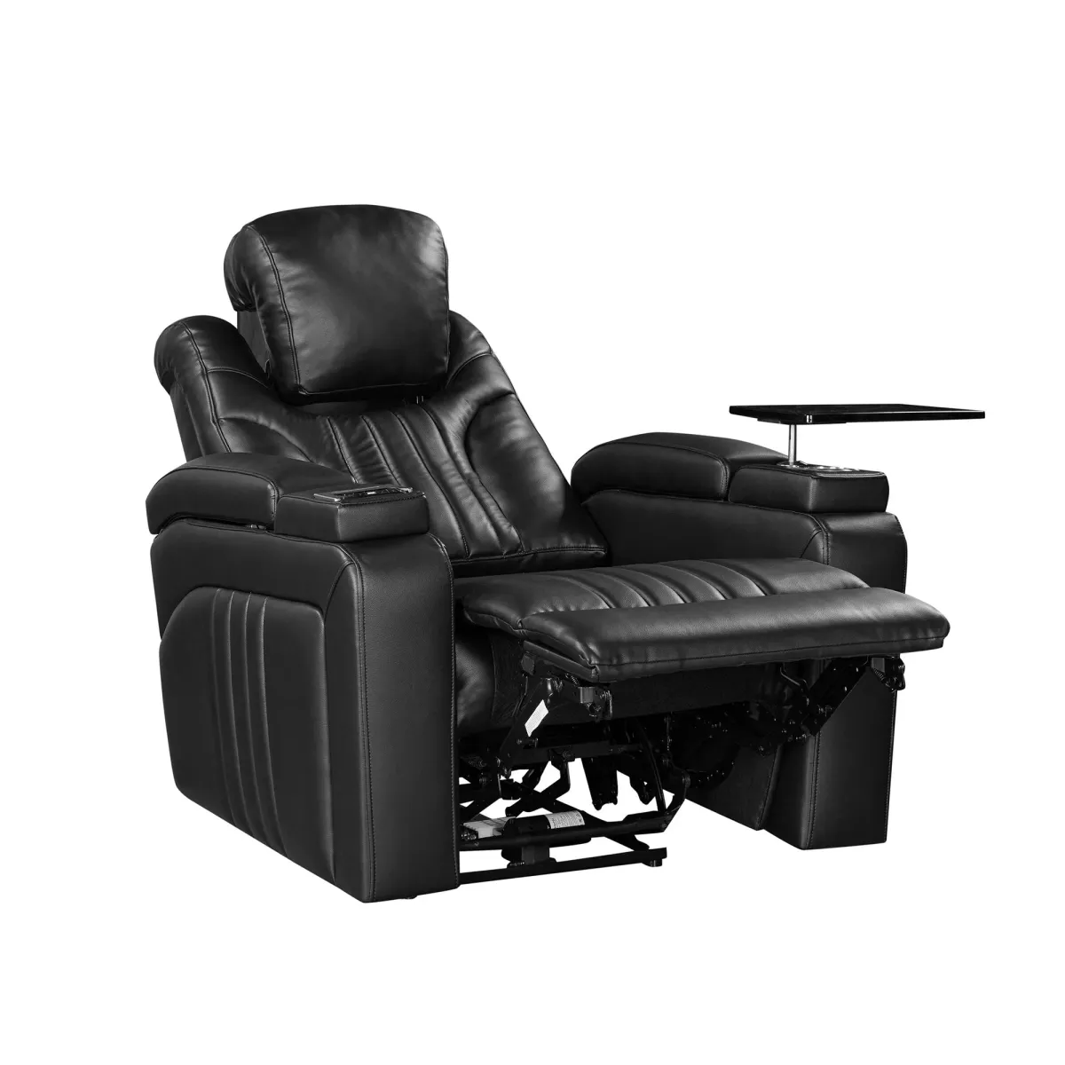 Power Recliner Home Theater Recliner With Power Adjustable Headrest, Wireless Charging Device, USB Port, Storage Arms, Cup Holder And Swivel Tray Table For Living Room